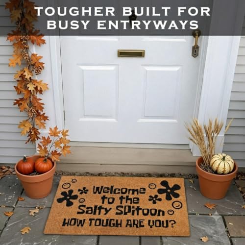 Welcome to the Salty Spittoon Door Mat 30x17 Inch, Funny Welcome Mat Coir | Funny Home Decor, Fan-Inspired Design, Pop Culture Decor, Natural Coir Fibers, Pvc Backing, Dirt Scraper, Unique Fan Gift