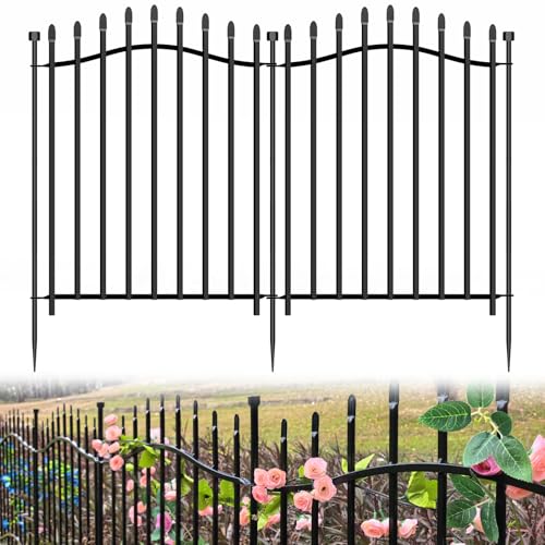No Dig Garden Fence 32" H x 22.5'L Decorative Yard Dog Outdoor Panels - size: 32 in(H)