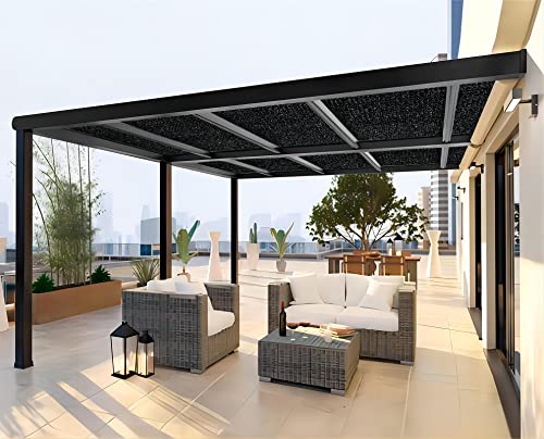 Shatex 90% 8x15ft Sun Shade Fabric for Pergola Cover Porch Vertical Screen, Black - size: 8x15ft with Clips - Black