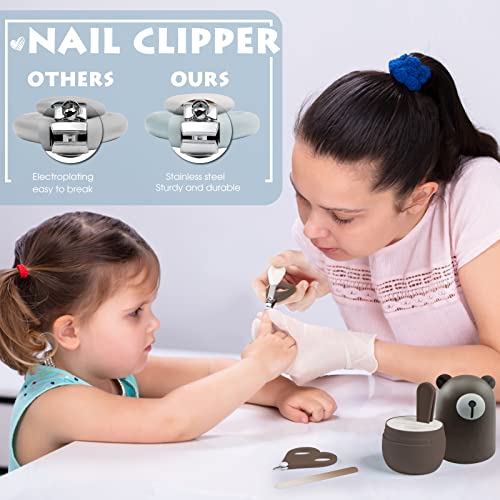 PAPABEAR Baby Nail Clippers Set with Cute Case, Infant Fingernail and Toenail File Kit for Newborn Manicure and Pedicure, New Mom Grooming Gift - color: Bronze