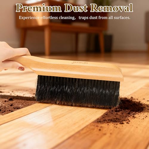 BFWood Horse Hair Hand Broom, Fireplace Dust Brush for Home Cleaning | BFWood Woodworking Bench Cleaning Brush, Hand Broom for Shop Furniture Carpet Car Wash Sweeping Workspace Upholstery