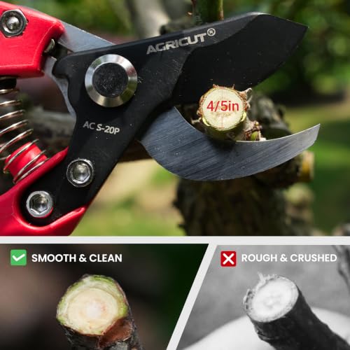 AGRICUT Japanese Pruning Shears, Hand Pruners with Sheath | Gardening Gifts for Men Women - Pruning Shears with Sheath & Holster, Heavy Duty Bypass Garden Clippers with Case - style: Nylon Handle, High Carbon Steel PRO with Sheath