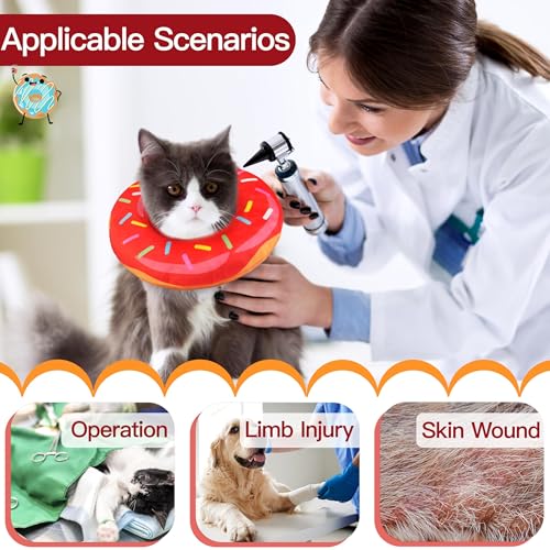 Cat Cone Collar Soft, Cute Cat Donut Collar After Surgery, Adjustable Kitten Recovery Cones to Stop Licking, Lightweight Neck Elizabethan Collars for Cats Kittens (Red, Medium) - color: Red, size: Medium