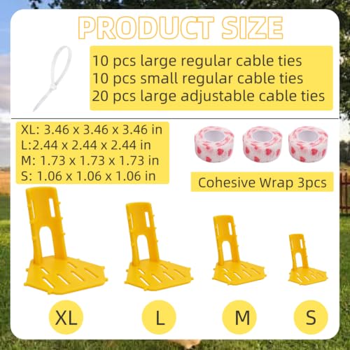4 Sizes Poultry Leg-Splint Set, Leg Support for Injured Chicken, Goose, Duck - color: Yellow And White