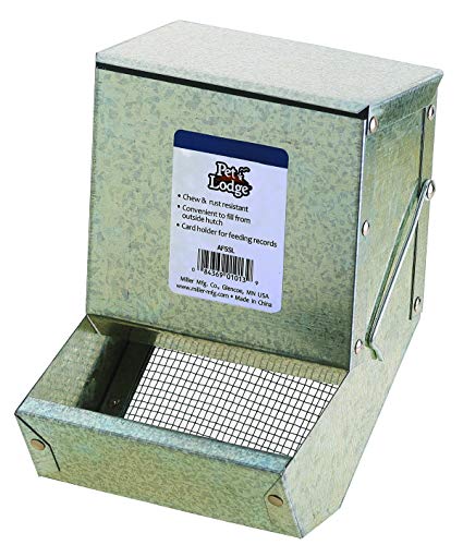 Pet Lodge® Steel Small Animal Feeder with Lid and Sifter Bottom | Cage Rabbit Feeder | Holds Several Days Worth of Food | 5 Inch - size: 5 Inch