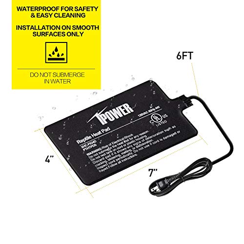 iPower Reptile Heat Pad 4W Under Tank Terrarium Warmer Heating Mat for Turtles Lizards Frogs and Other Small Animals, 4x7 Inch - size: 4" x 7", style: Heat Pad