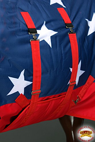 American Flag 84 in HILASON 1200D Winter Waterproof Poly Horse Turnout Blanket Belly Wrap - color: American Flag, size: 84 In