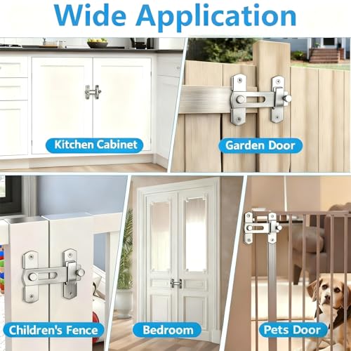 2 Pack Premium Barn Door Lock, 4-Inch Sliding Door Latch, Silver | Rust & Scratch-Resistant, Easy Installation, Heavy Duty Hardware, Fits Barn, Bathroom, Garage, Cabinet Doors And More - color: Silver