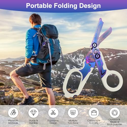 6-in-1 Heavy-Duty Emergency trauma shears (Purple) - color: Purple