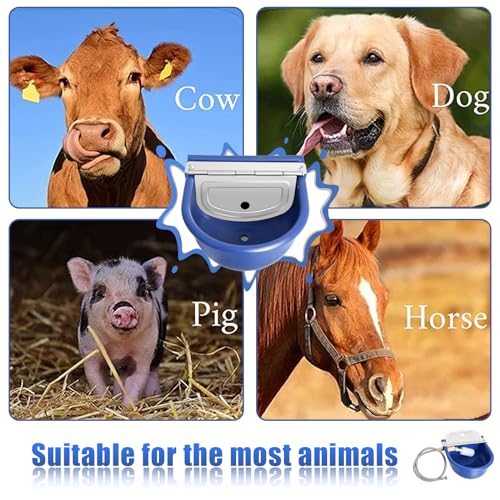 Automatic Water Dispenser for Dogs, Plastic Automatic Dog Waterer Livestock | Includes 39 Inch Water Hose, Reliable Float Control, Simple Installation, Blue Water Bowl for Farm Animals