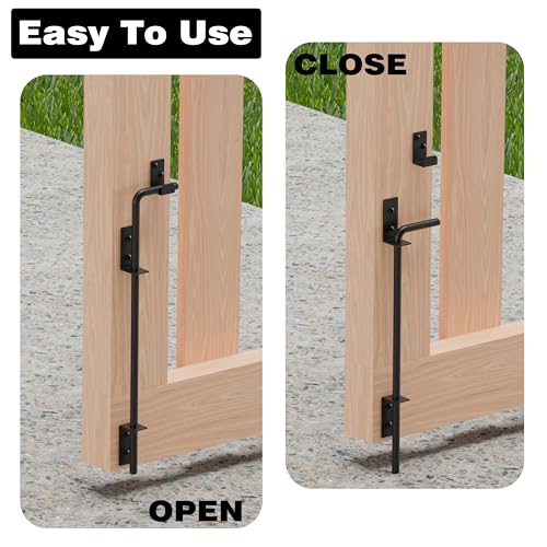 18 Inch Cane Bolt Gate Drop Rod, Square Heavy Duty Steel, 1 Pack | Solid Steel, Black Powder Coated; Holds Gate Securely in Place; for Wood, Vinyl, Metal Gates,Fence; Easy to Install - size: 18 Inch