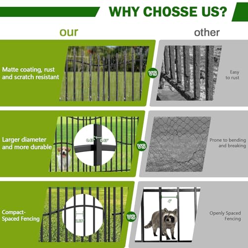 No Dig Garden Fence 40" H x 22.5'L Decorative Yard Dog Outdoor Panels - size: 40 in(H)