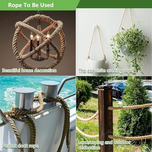 Twisted Manila Rope 1-1/2 in x 200 ft Natural Jute Rope Thick Hemp Ropes for Railing Docks Tug of War Decorating Crafts Nautical Landscaping Swing Hammock - size: 1-1/2inch x 200feet