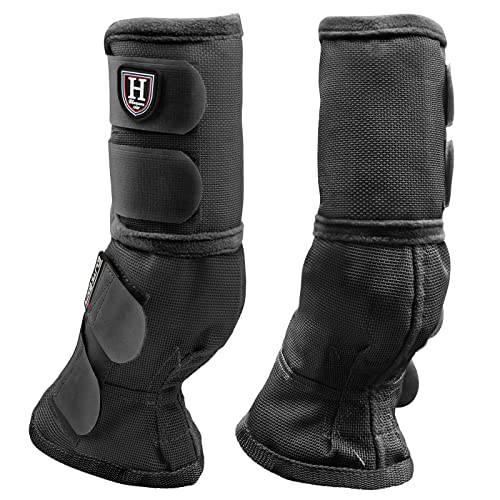 Harrison Howard Horse Leg Guard Stomp Reduction Hook and Loop Closures Rubbing Prevention - color: Classic Black, size: Warmblood X-Large (Pack of 4)