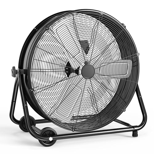 Air Choice 30 Inch Industrial Fan, 14000CFM High Velocity Shop Fan, 3 Speeds, 360° Tilt, 550W All Metal Heavy Duty Drum Fan, Outdoor Fan for Commercial, Workshop, Warehouse, Garage, Gym, Factory - size: 30 inches