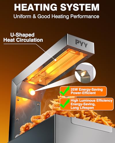 PYY French Fry Warmer - Commercial Food Heat Lamp 122°F Free-Standing Warming Fry Dump Station Countertop Fries Commercial Food Warmer Light for Chips Churros Buffet Restaurant - size: 10L