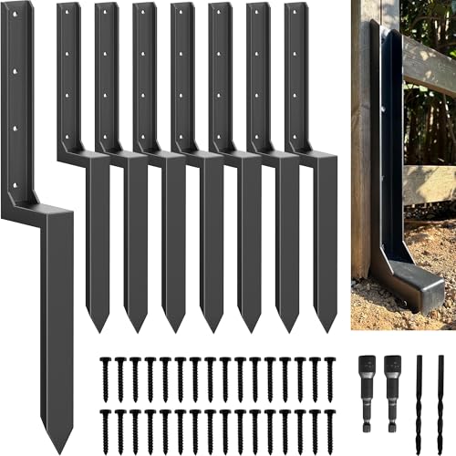 IRONBABE 33.62" Fence Post Repair Kit, Fix Leaning 4x4/6x6 Wood Post, 8Pack | Anchor Ground Stake, Thickened 11-Gauge, Heavier at 5.47lb, One-Piece, No Dig, Quick Installation, Powerful Support, For Yard - size: AS1-8Pack 35.18x7.06x9.77"