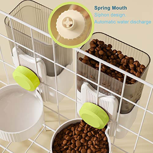 Lemtrflo Rabbit Water Dispenser, Cage Automatic Hanging Bunny Feeder | Suitable for Rabbits, Guinea Pigs, Small Dogs, and Other Small Pets - color: White Green