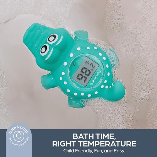 Dreambaby Floating Crocodile Bath Thermometer - Water Temperature Monitoring for Newborns, Infants, Toddlers - Croc Toy with Fahrenheit Display | Instant Digital Water & Room Temperature - Fun Floating Turtle Toy - Helps Monitor Bath Water Temperature - c