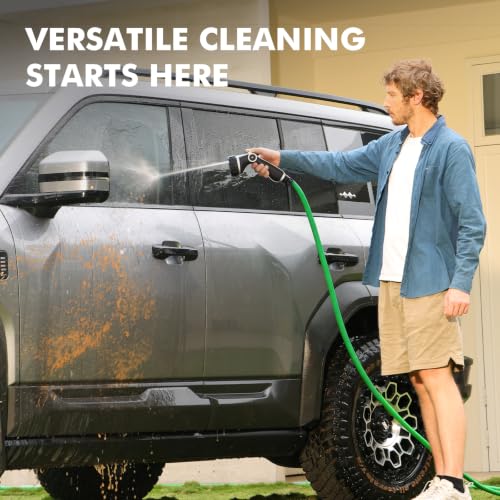 RESTMO Hose Nozzle Heavy Duty, Hose Spray Nozzle Thumb Control for Outdoor | 7 Adjustable Spray Patterns, Leak Proof Hose Nozzle with Flow Control, Ideal for Plants & Lawns, Cars & Pets - color: Black