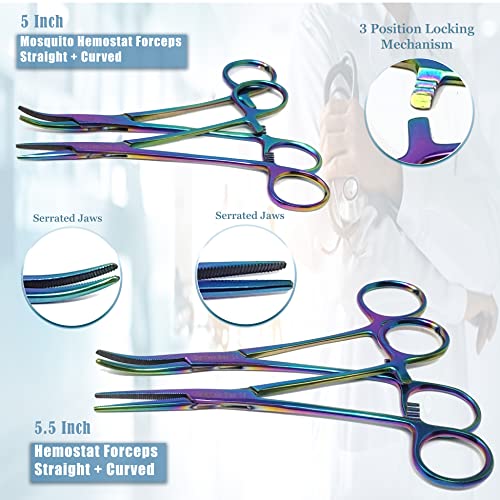 23PCS Advanced Dissection Kit Multi Color Rainbow Biology & Anatomy Science Students Stainless Steel Tools-Free Case Scalpel Knife Handle Blades Veterinary Botany Lab Animals Frogs Worms-By A2ZScilab