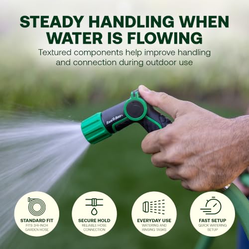 Rain Bird TCNZLADJ Garden Hose Nozzle - Thumb Control Water Spray | Adjustable Nozzle for Watering Plants, Outdoor Cleaning, Carbon Fiber Texture Grip, 3/4 In Threaded Connection, Green & Black - size: Adjustable Multi-Pattern