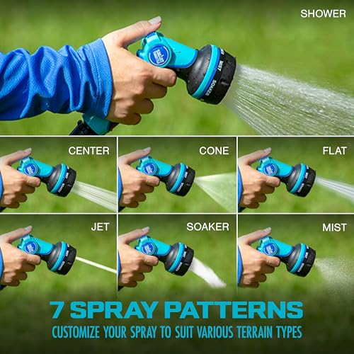 Aqua Joe AJHN102 Heavy-Duty Metal Multi-Function Hose Nozzle with Smart Throttle and 7 Sprayer Patterns