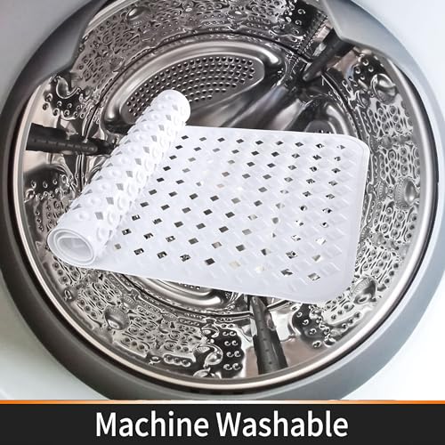 Yimobra Square Shower Mat Non Slip, Super Strong Suction Cups, 21"X21" Bath Tub Mat with Drain Holes, Machine Washable Fast Draining Bath Mats, Bathroom Essentials,White - color: White, size: 21 X 21 Inch