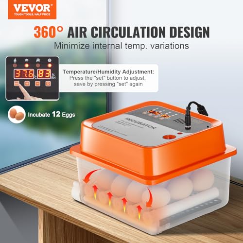 VEVOR 360° Automatic Egg Turner Egg Incubator (12 Egg)