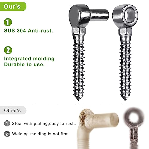 Insaga Cast 304 Stainless Steel Gate Hinges 2Pack Lag Screw Hinge for Farm M16 Hook and Eye Hinges, Partial Thread Gate Hinge Bolts for Wood Cattle Livestock Gate for Fence - color: M16 Hook and Eye Hinge-2Pair