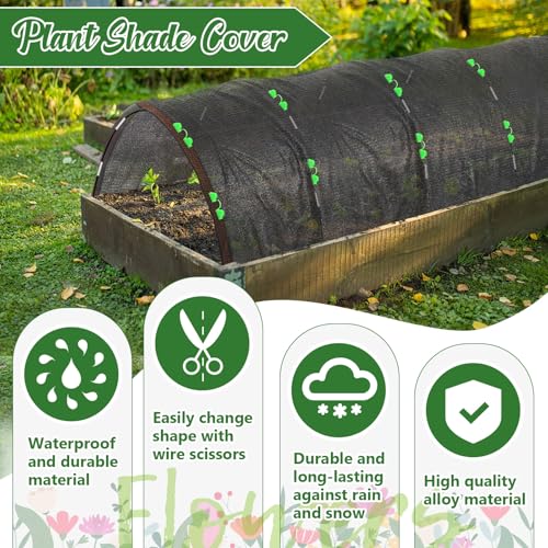 Plant Shade Cloth with 6 Sets of 7FT Greenhouse Hoops for Raised Beds and Rope 78.7"x 59.1" Plant Umbrellas 70% Sunblock Shade Cloth for Vegetable Greenhouse with Clips for Kennel Chicken Coop