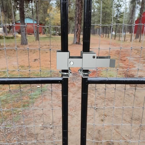 Chain Link Fence Double Gate Latch for 2" Gate Frame Residential Strong Arm Chain Link Fence Gate Latch Double Gate Latches for Metal Gates Swing Gates - color: Silver for 2" Gate Frame
