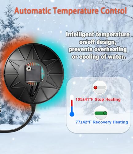 Bird Bath Heater, Utility Birdbath Water Heater Deicer Water Pump with Thermostatically Controlled, De-Icer Submergible Suitable for Birdbath Farm Livestock Drinking Outdoors in Winter - color: With Water Pump