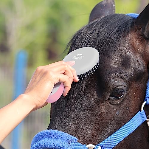 Harrison Howard Horse Mane and Tail Brush - Professional Equestrian Detangler Non-Slip Brush - Pink - color: Pink