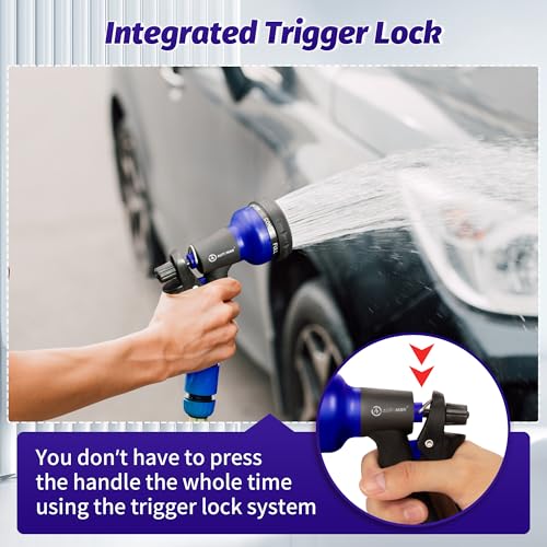 AUTOMAN Garden Hose Nozzle, Water Sprayer Nozzle with 7 Adjustable Watering Patterns,Slip Resistant Nozzle for Plants,Lawn,Washing Cars,Window Cleaning,Showering Pets & Outdoor Fun. - color: Royal Blue