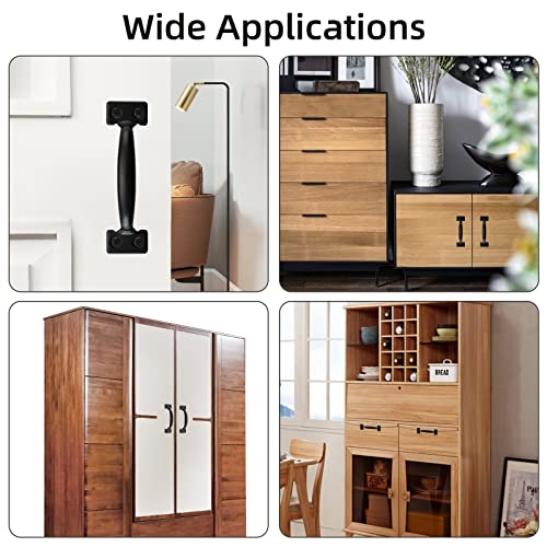 HOME MASTER HARDWARE 20 Pack 6-1/2 inch Gate Pull Door Handles Metal Gate Pulls Kitchen Furniture Cabinet Wardrobe Closet Drawer Handle Black with Screws | Black Pulls Handle for Wooden Fences, Shed Door, Closet Drawer, Furniture Wardrobe, Included Screws