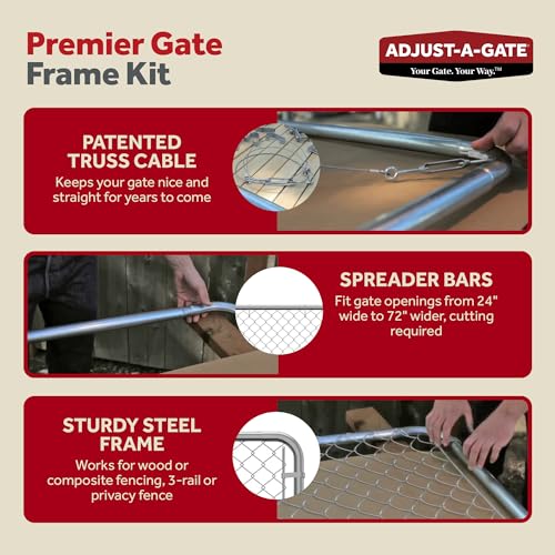 Adjust-A-Gate Adjustable Chain Link Square Corner Complete Gate Kit, Fit-Right, Black, 6'H