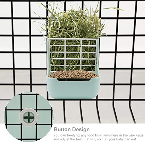 Litewoo Rabbit Hay Feeder 2 in 1 Automatic Guinea Pig Food Bowl, Green | Bunny food bowl & hay rack, durable plastic, chew-resistant, for small animal/chinchilla/cage, 5.9x6.7x7.09in, easy to clean - color: Green