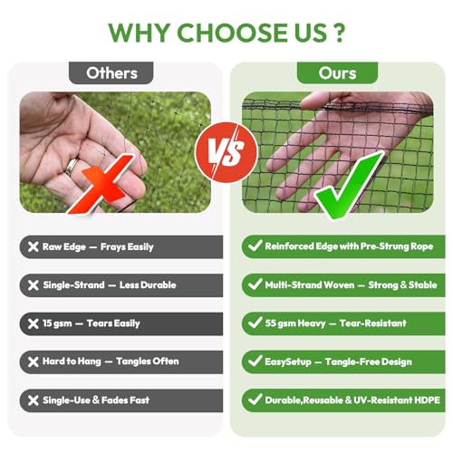 Deer Fence for Garden 7ft x 50ft, Plastic Mesh Deer Fence Netting with Pre-Strung Reinforced Edge, Reusable Temporary Fence, Ideal for Animal Barrier & Garden Fencing for Plants & Fruit Trees - size: 7ft X 50ft