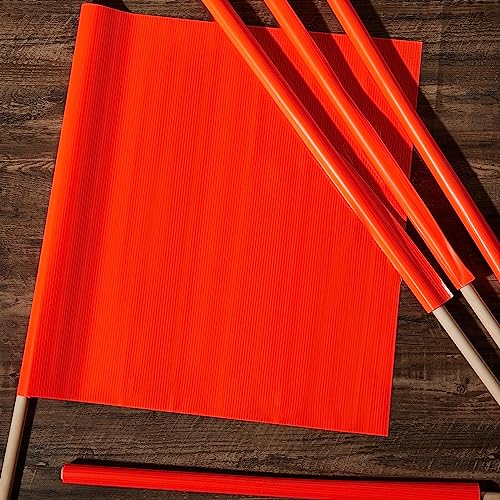 Kinlop 10 Pcs 24" x 24" Safety Flag Traffic Warning Flag with 35'' Wooden Dowel for Trucks Trailer and Pedestrian Crossings Construction Sites (Classic) - style: Classic