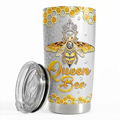 SANDJEST Bee Tumbler 20oz Jewelry Drawings Stainless Steel Insulated Tumblers Gifts for Women Girls Coffee Travel Mug Cup Gift for Birthday Christmas - color: Bee