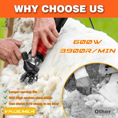 Electric Sheep Shears,600W Upgraded Professional Sheep Clippers,6 Speed Heavy Duty Shearing Clipper,13-Teeth Animal Grooming Clippers for Sheep Alpacas Goats and Thick Coat Animals - size: SheepShears