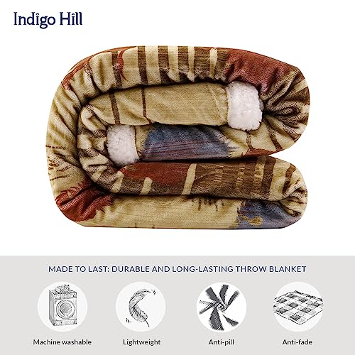 Indigo Hill by HiEnd Accents Home on the Range 54x68 Throw Blanket | Buffalo Bison Print with Aztec Pattern, Western-Style Sherpa Fleece Blanket for the Couch, Sofa, Bed, or Camping - color: Buffalo Bison