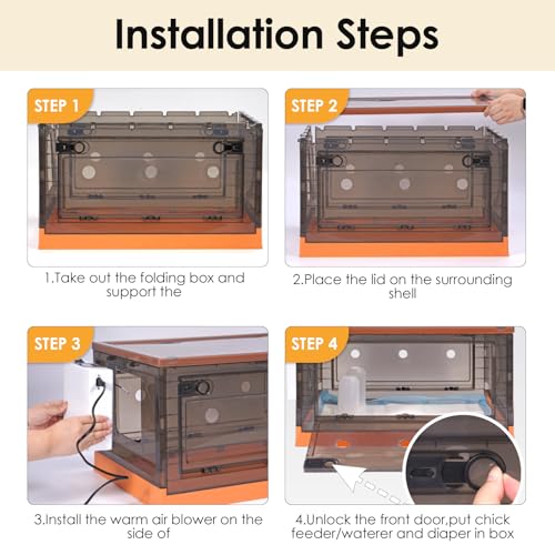 Chicken Brooder Box for Chicks with Chicken Coop Heater, Smart Temperature Control Chicken Brooder Heater, Chick Brooder with Chicken Feeder and Waterer Set for Chicks (23.6" x 16.5" x 17.8")