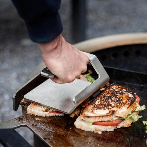 Breeo Griddle Press 2.6 lbs - Heavy-Duty Stainless Steel Smash Burger Press | For smash burgers, patty, steak & sandwiches, flat top grill & griddle accessories, USA made