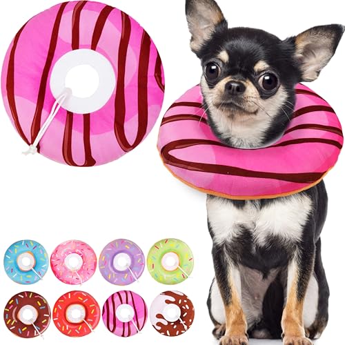 Cat Cone Collar Soft, Cute Cat Donut Collar After Surgery, Adjustable Kitten Recovery Cones to Stop Licking, Lightweight Neck Elizabethan Collars for Cats Kittens (Chocolate Pink, Large) - color: Chocolate Pink, size: Large