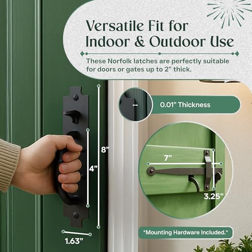 Renovators Supply Manufacturing Black Cast Iron Norfolk Thumb Door Latch Colonial Style with Mounting Hardware - color: 8-inch Norfolk, size: Pack of 1