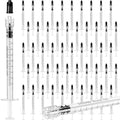 TrelaCo 50 Pack Syringe Without Needle Disposable Plastic Syringes with Cap Measuring Dispensing Tools Individually Sealed for Pets Feeding(1 ml) - size: 1 ml