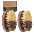 SAMEBUTECO Fruit & Vegetable Cleaning Brushes with Acacia Wood Handle Natural Half Sisal Bristle Half Palm Fibers Bristles Design,Oval Shape Easy Hold,Pack of 2,Brown