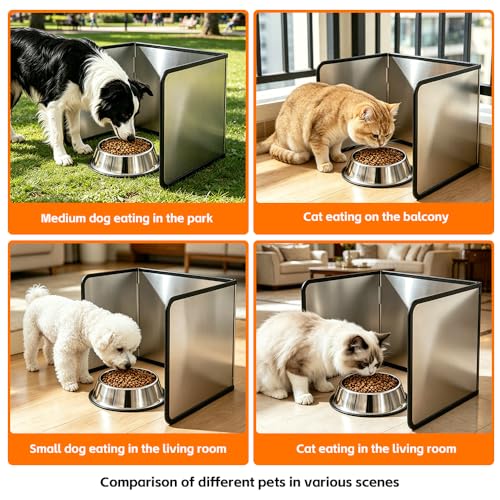 Foldable Stainless Steel Cat & Dog Splash Guard – Black Foam Strap & Edges, Food & Litter Spill Protector for Messy Eater Pets, Walls & Floors & Kitchen (15.7 * 11.8 in-4 Sises) - size: 15.7*11.8 in-4 Sises
